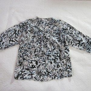 Parker Top XS Button Down Gray/Black/Brown Print